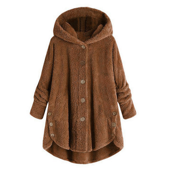 Cappotto con cappuccio da donna in lana