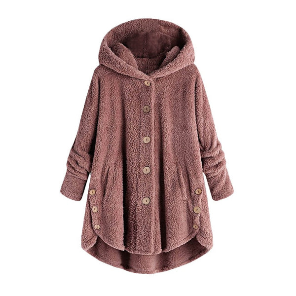 Cappotto con cappuccio da donna in lana