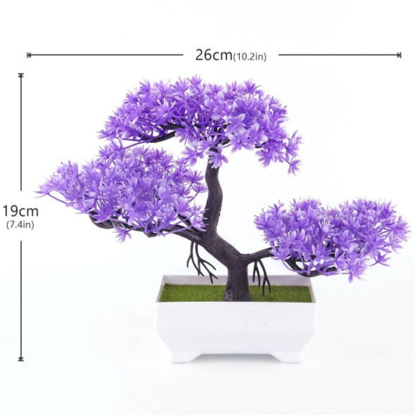 Piantine artificiali “bonsai mix aloe, pino giapponese, fiori variegati” con vaso