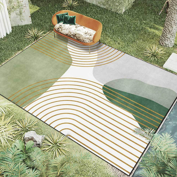 Tappeto soggiorno moderno "Green Geometric Garden"
