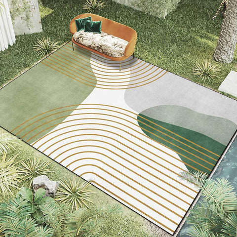 Tappeto soggiorno moderno "Green Geometric Garden"