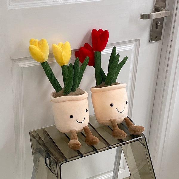 Decorazione casa - Peluche vaso Piante grasse e Tulipani