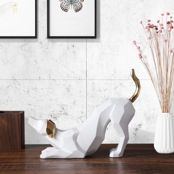 Decorazione casa - simpatico cane geometrico in resina moderno e design elegante ornamento