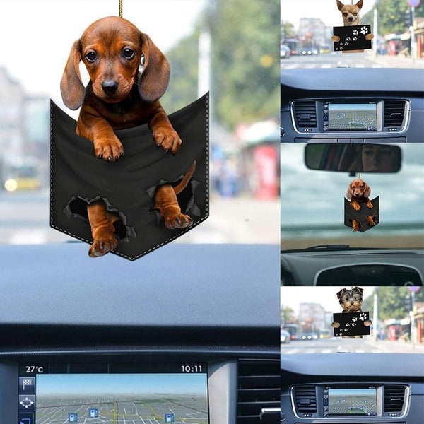 Decorazione con cagnolino pendente per la macchina