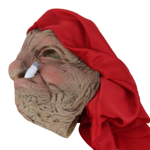 Maschera realistica nonna decrepita fumatrice