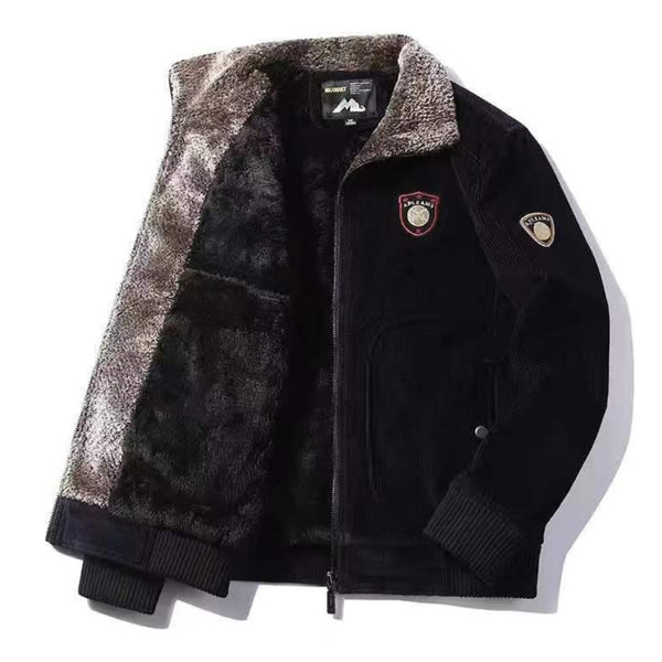 2021 New Winter Men&#39;s Corduroy Cotton Clothes Jacket Coat Plus Velvet Padded Warm Man Jacket Middle-aged Elderly Cotton Clothes - Vitafacile shop