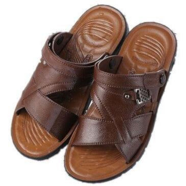 2019 Sandalias Hombre Real Slippers Men Male 2018 Summer Beach Shoes Outdoor Flip Flops Platform Sandals Leather Rubber New 55 - Vitafacile shop