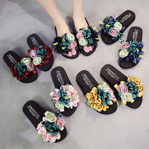 Pantofole estive donna decorazioni floreali