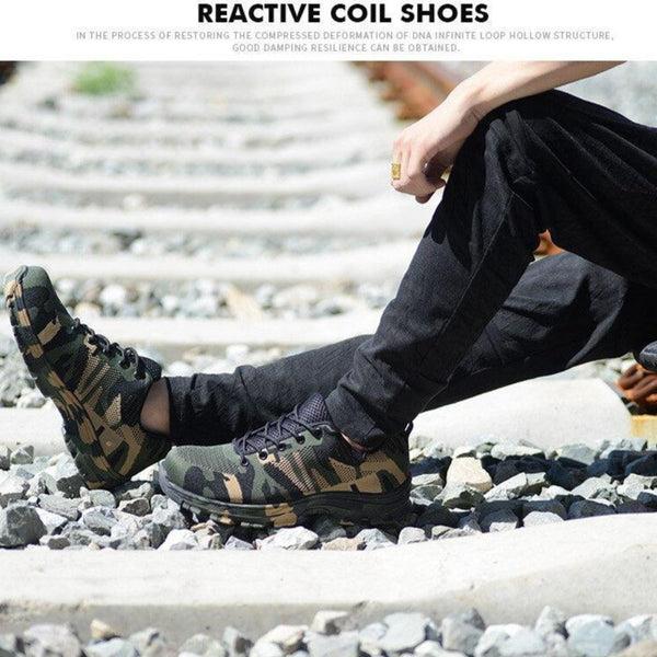 2019 New Men Ankle Boots Outdoor Plus Size Steel Toe Cap Work Boots Shoes Men Camouflage Puncture Proof Safety Shoes Breathable - Vitafacile shop