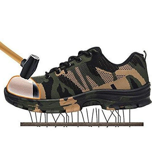 2019 New Men Ankle Boots Outdoor Plus Size Steel Toe Cap Work Boots Shoes Men Camouflage Puncture Proof Safety Shoes Breathable - Vitafacile shop