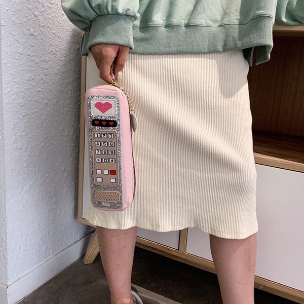 Pochette donna a forma di telefono portatile retro'