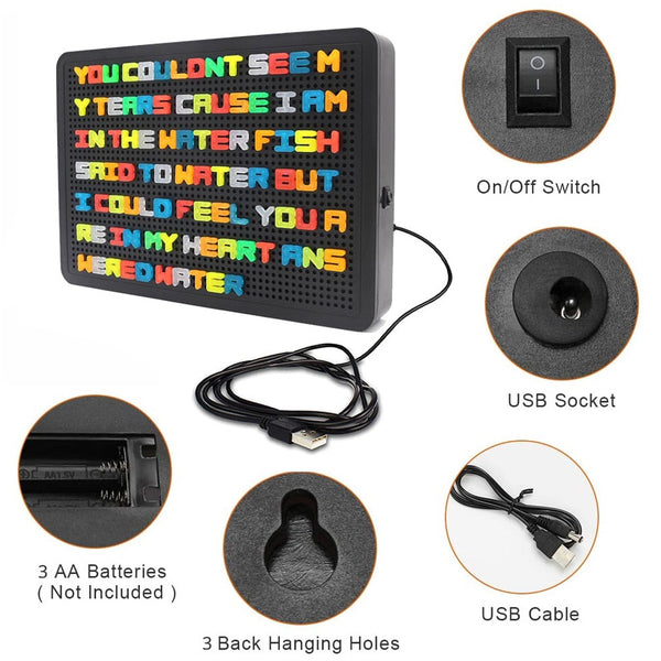 Scatola luminosa a LED USB per messaggi personalizzati