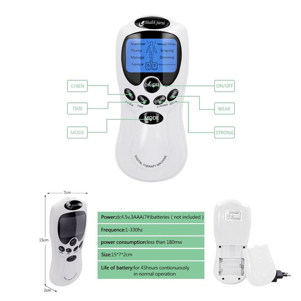8 Mode EMS Electric Herald Tens Machine Acupuncture Body Massage Digital Therapy Massager Muscle Stimulator Electrostimulator - Vitafacile shop